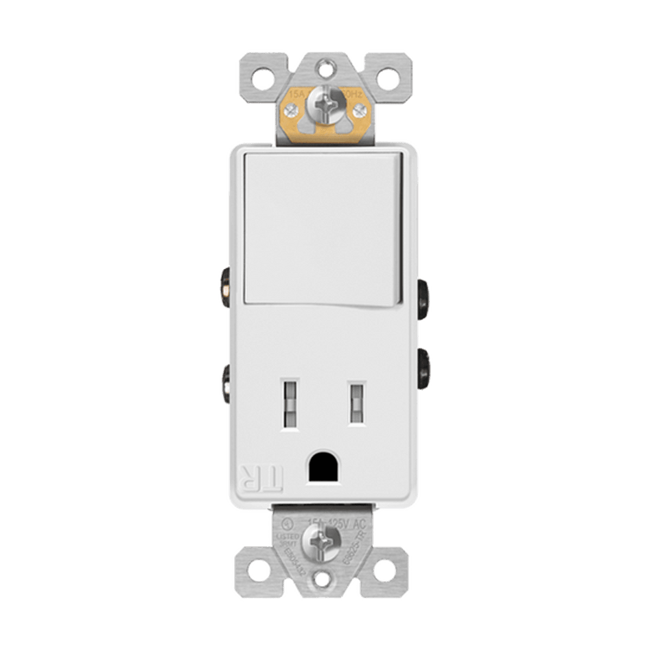 Enerlites 68625-TR-W - Combination 15A Switch/Tamper-Resistant Receptacle, Single Pole - White