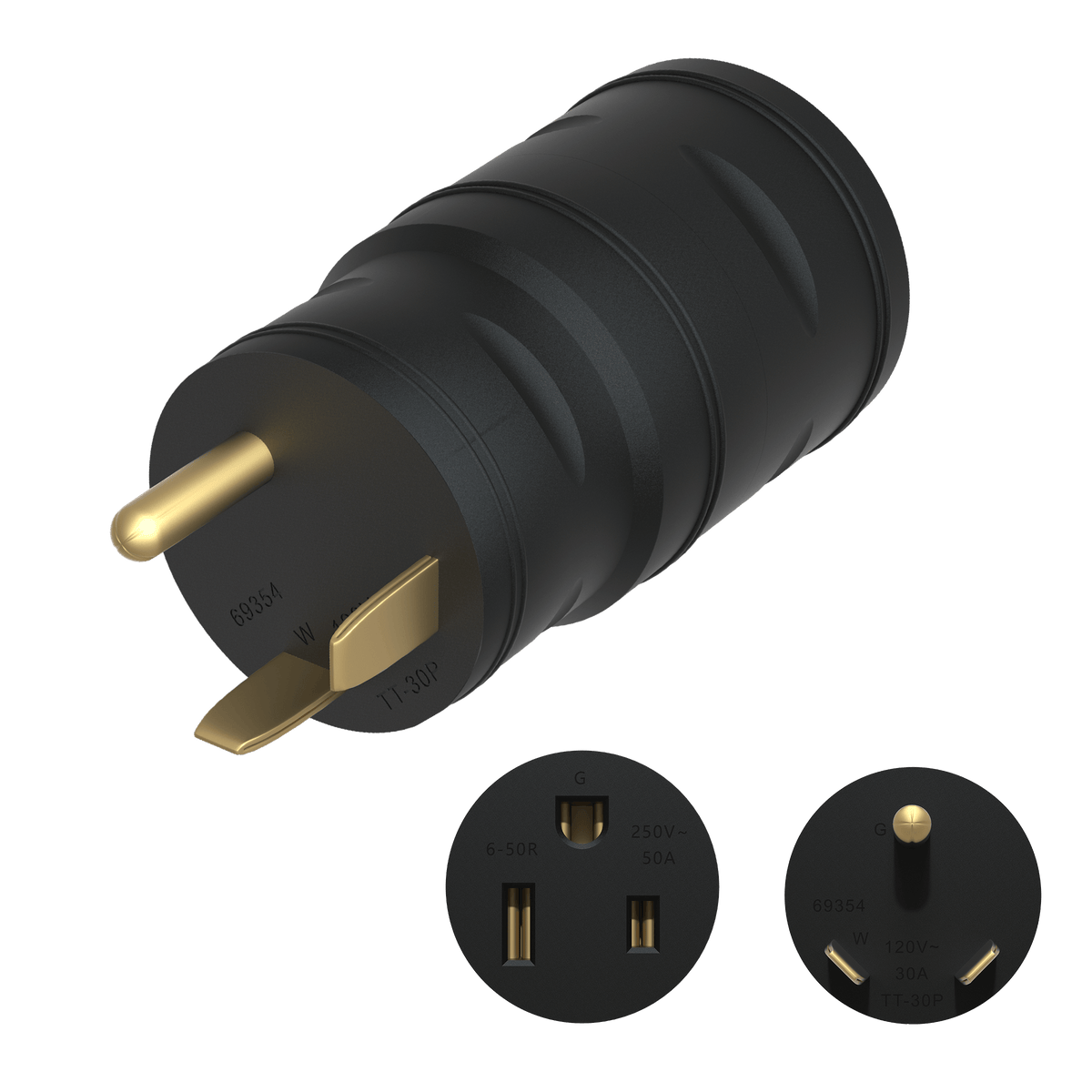 Enerlites 69354-BK - Compact Adapter NEMA TT30P to 6-50R - Black