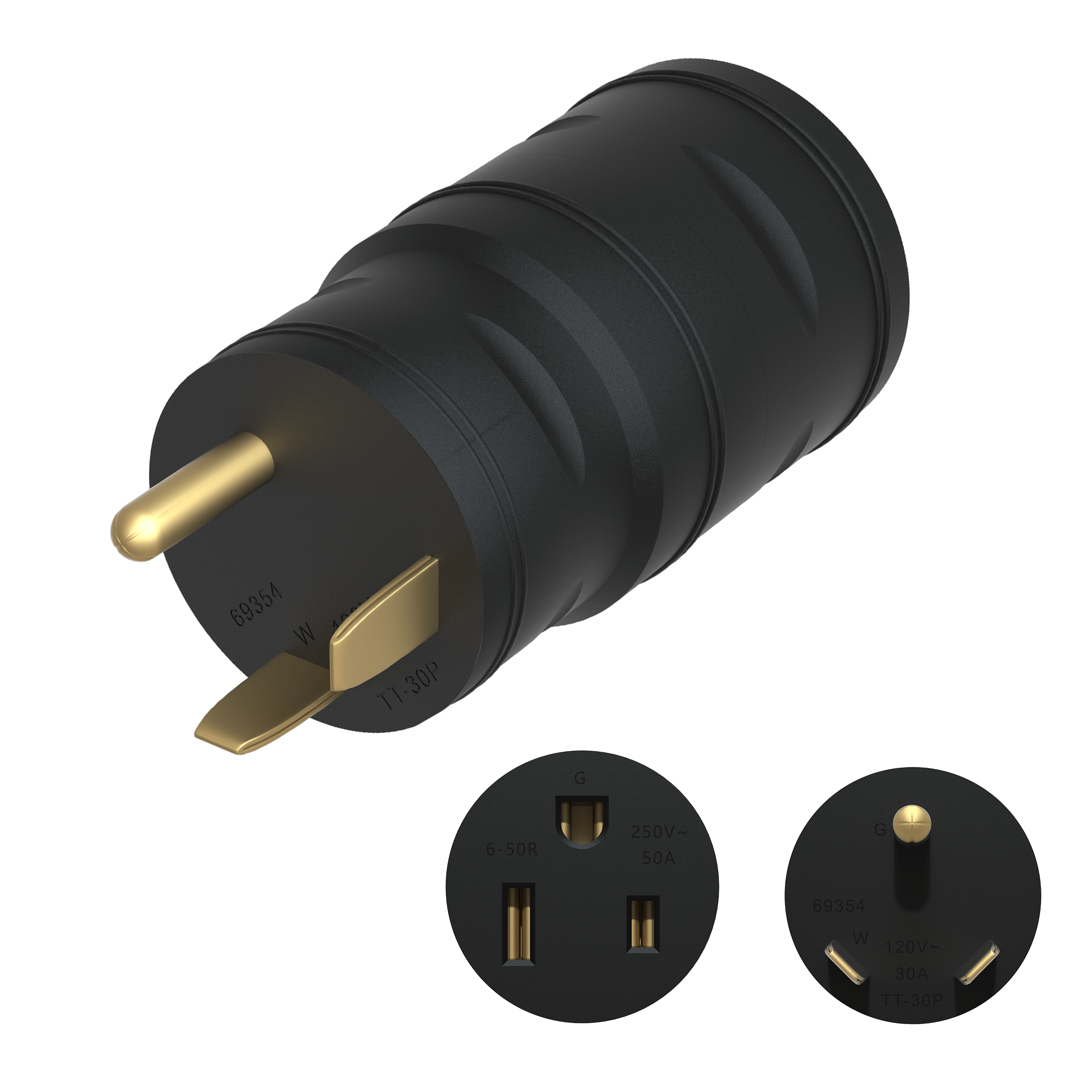 Enerlites 69354-BK - Compact Adapter NEMA TT30P to 6-50R - Black