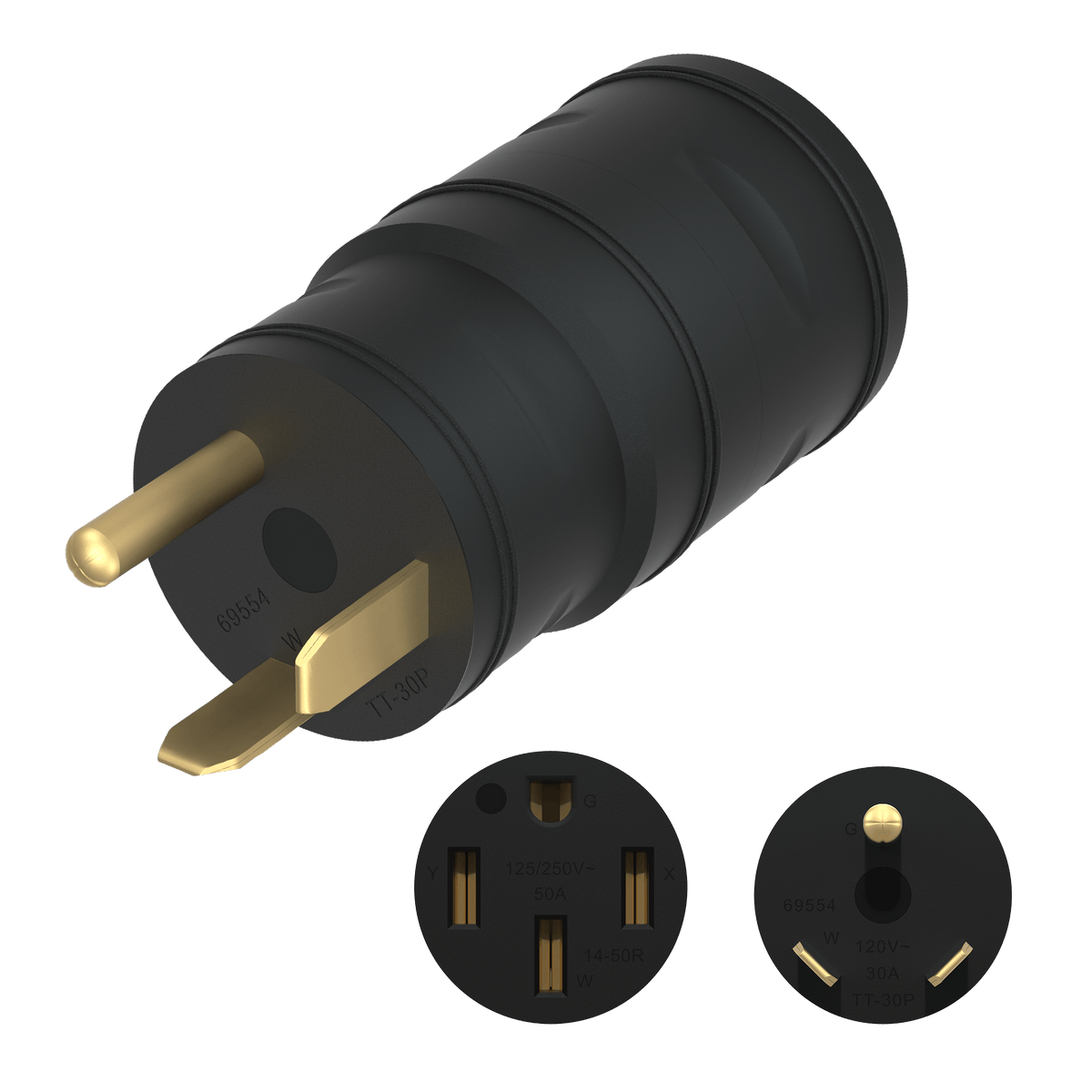 Enerlites 69554-BK - Compact Adapter NEMA TT30P to 14-50R - Black