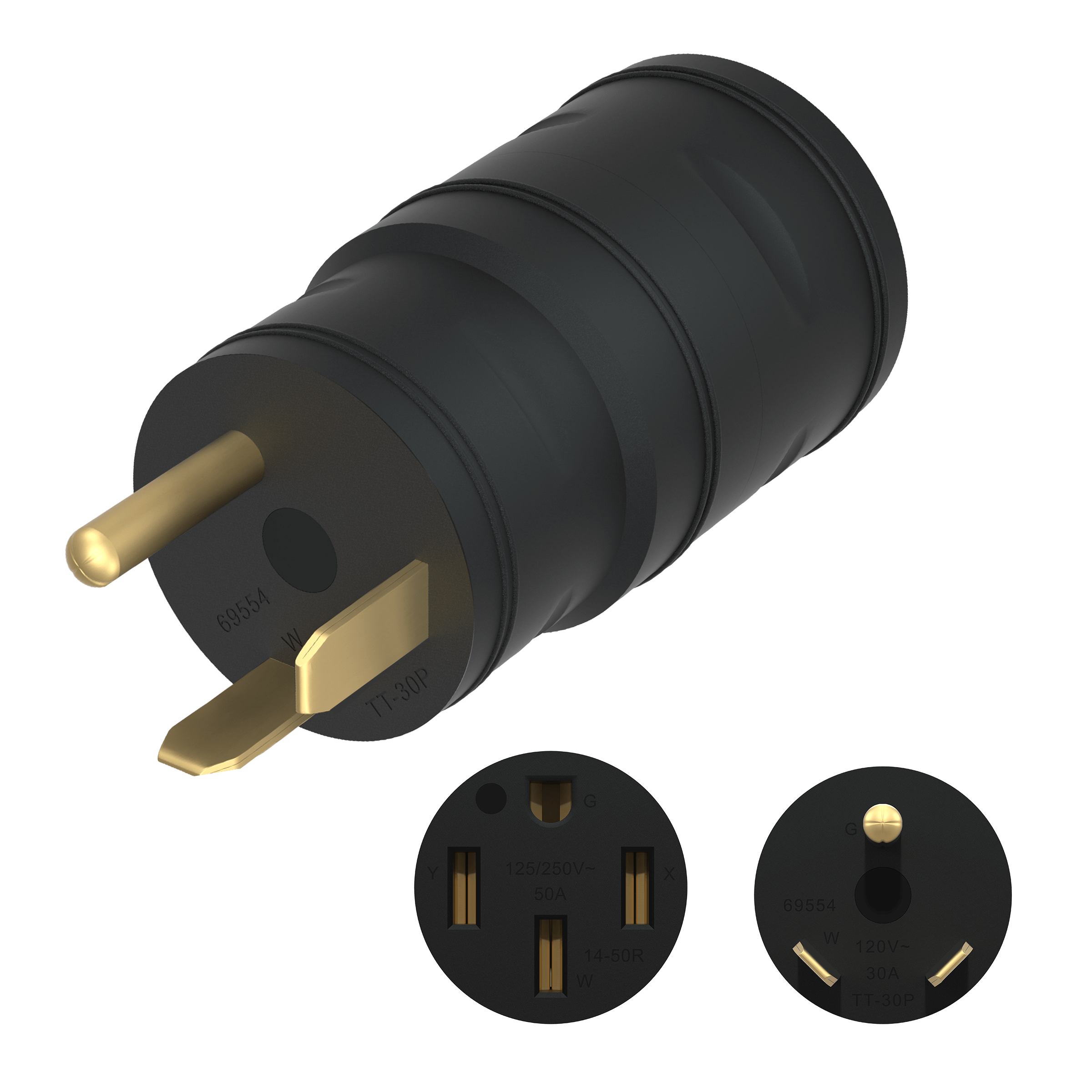 Enerlites 69554-BK - Compact Adapter NEMA TT30P to 14-50R - Black
