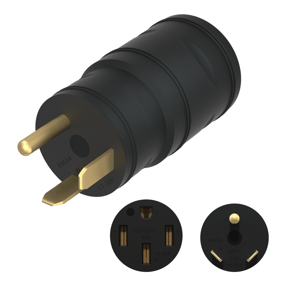 Enerlites 69554-BK - Compact Adapter NEMA TT30P to 14-50R - Black