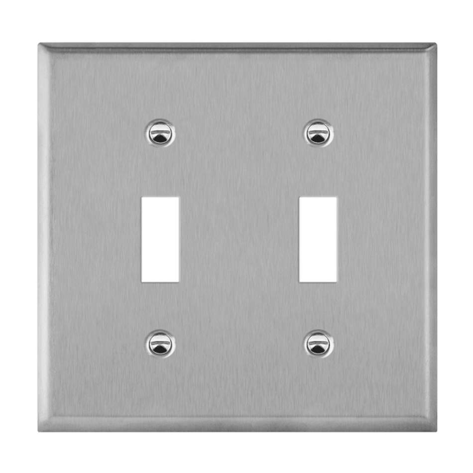 Enerlites 7712 – Stainless Steel Toggle Switch Metal Wall Plate – 2 Gang