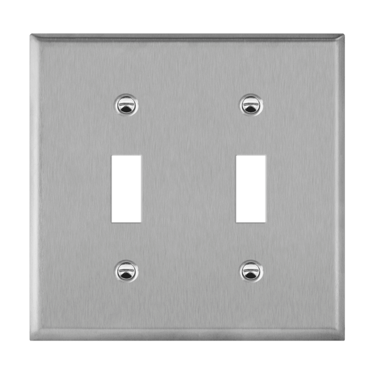 Enerlites 7712M-SV - Toggle Switch Two-Gang Metal Wall Plate, Mid-Size - Silver