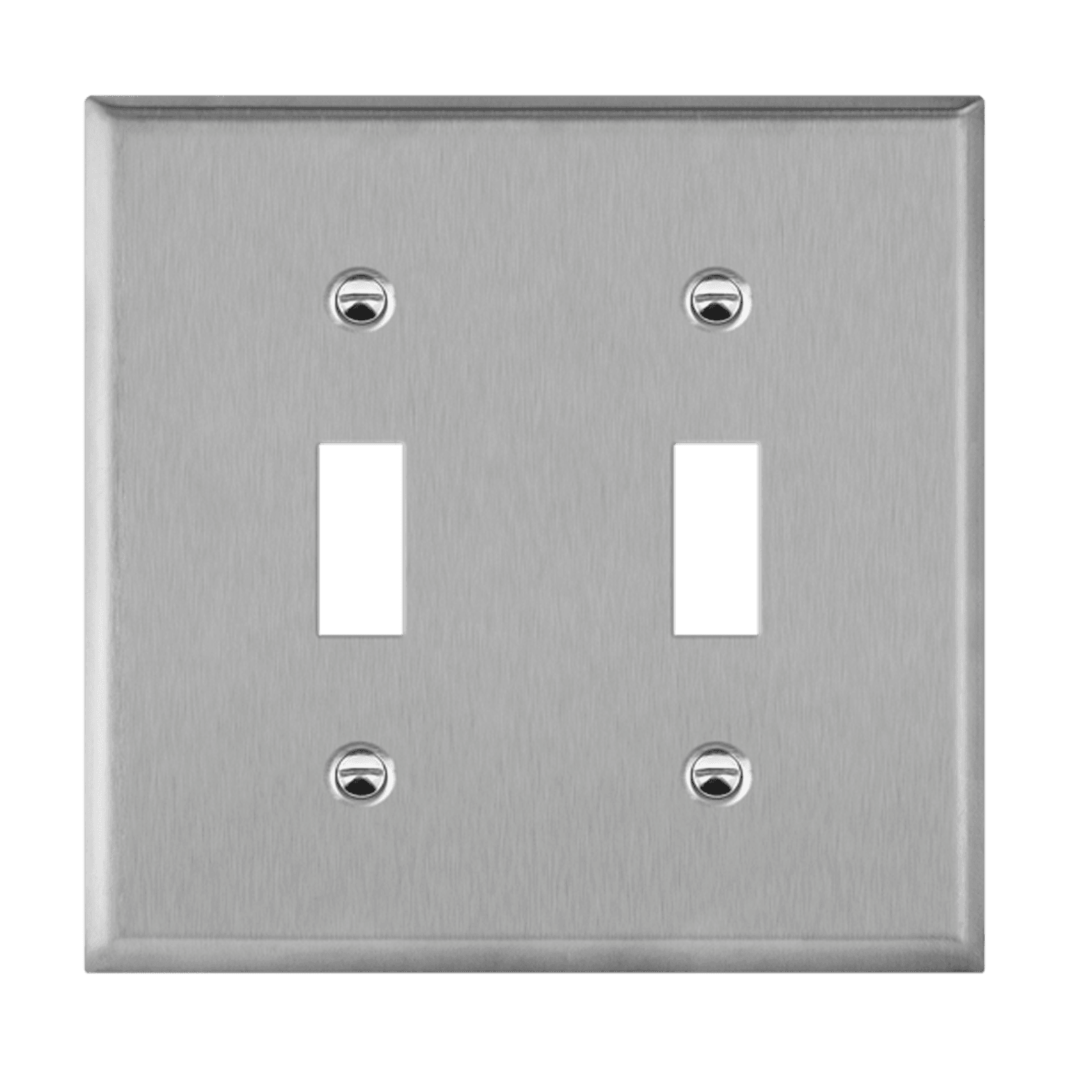 Enerlites 7712M-SV - Toggle Switch Two-Gang Metal Wall Plate, Mid-Size - Silver