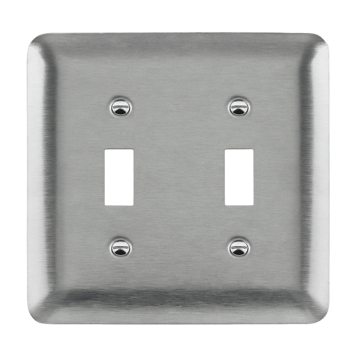 Enerlites 7712IM-SV - Toggle Switch Two-Gang Metal Wall Plate, Mid-Size - Silver