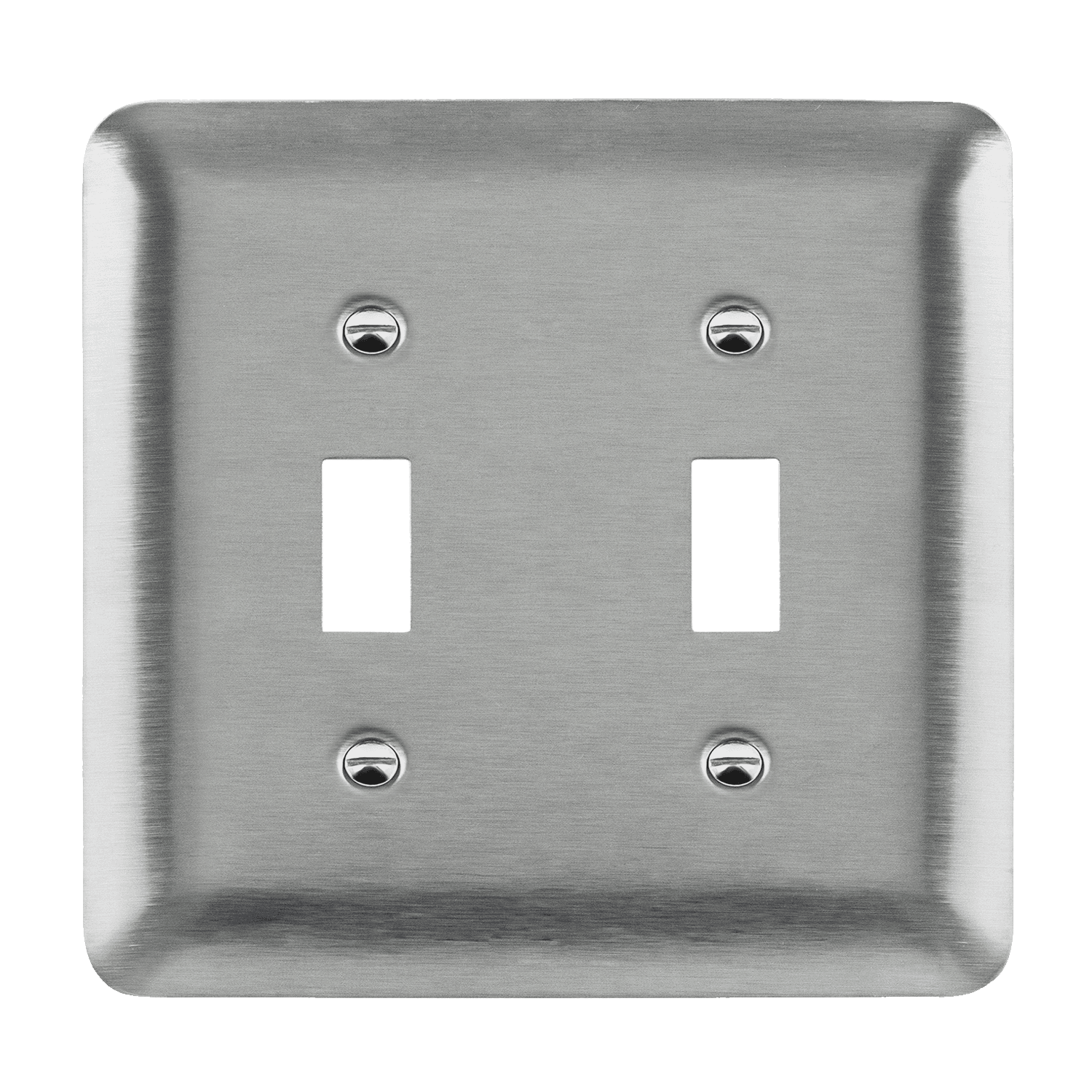 Enerlites 7712IM-SV - Toggle Switch Two-Gang Metal Wall Plate, Mid-Size - Silver