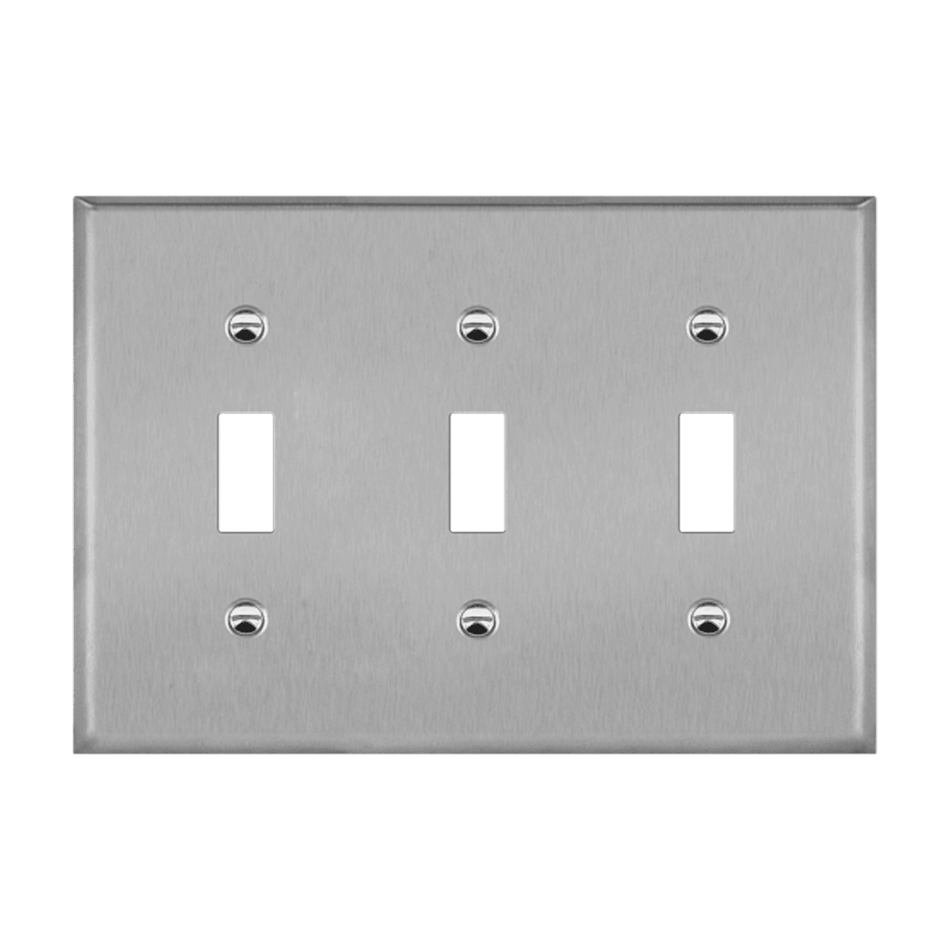 Enerlites 7713 – Stainless Steel Toggle Switch Metal Wall Plate – 3 Gang