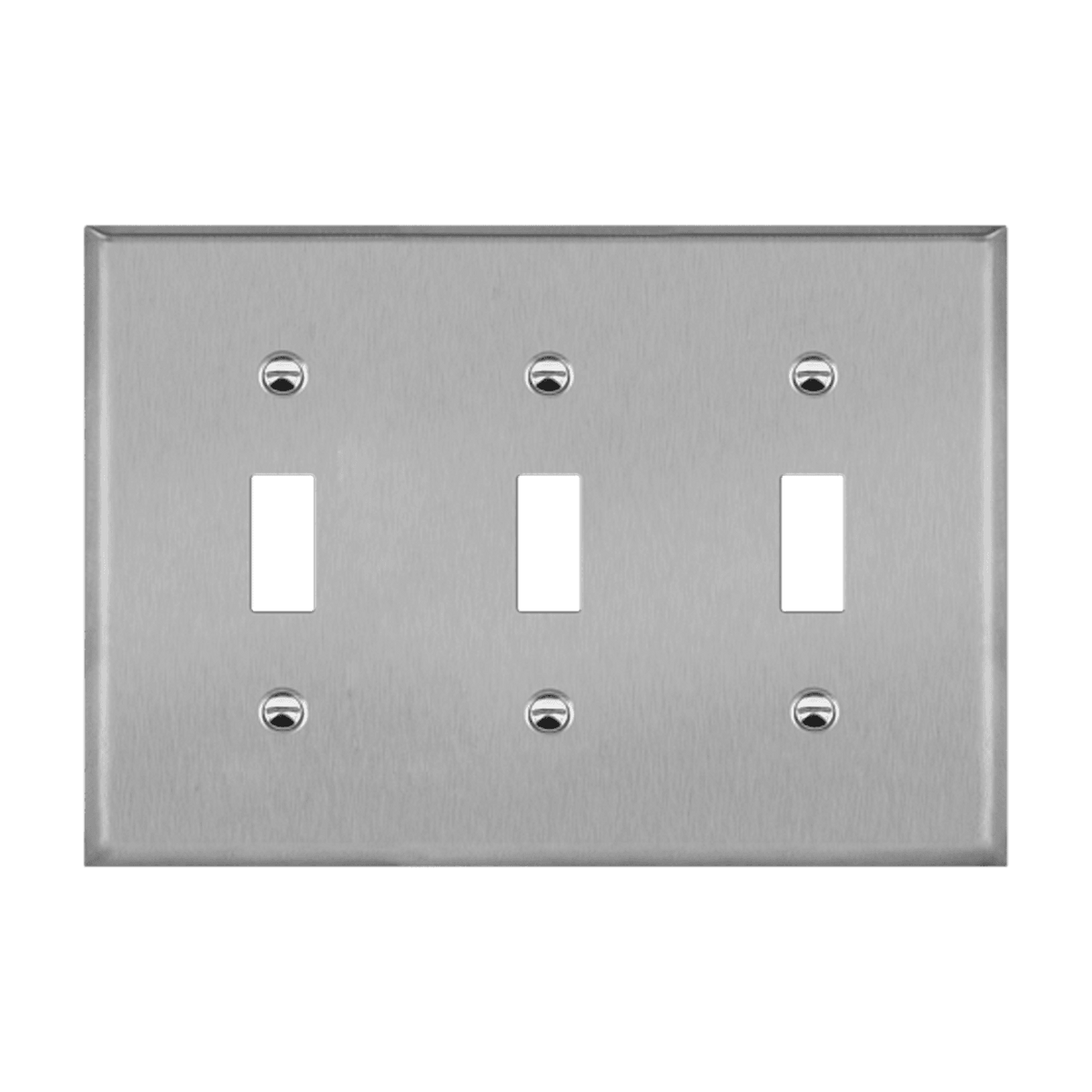 Enerlites 7713M-SV - Toggle Switch Three-Gang Metal Wall Plate, Mid-Size - Silver