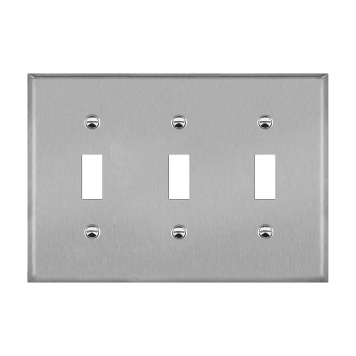 Enerlites 7713M-SV - Toggle Switch Three-Gang Metal Wall Plate, Mid-Size - Silver
