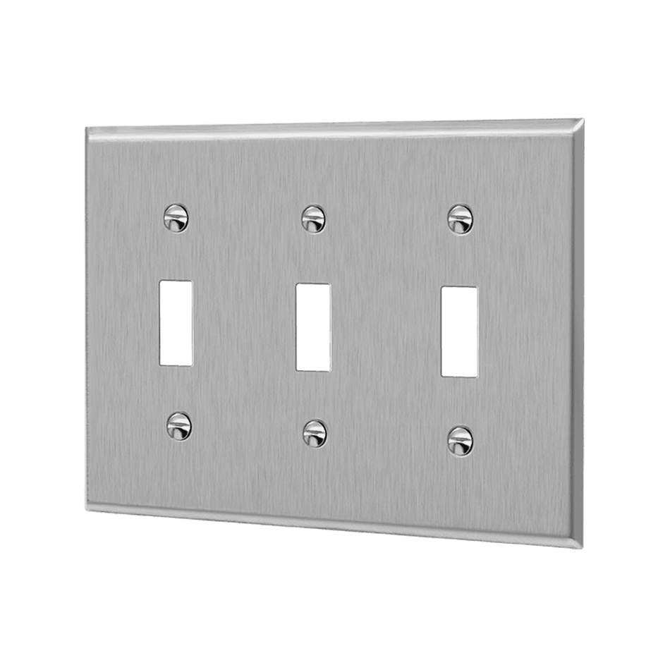 Enerlites 7713 – Stainless Steel Toggle Switch Metal Wall Plate – 3 Gang