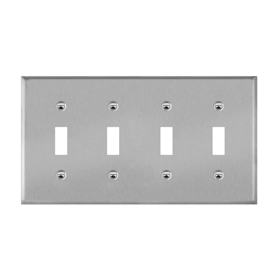 Enerlites 7714 – Stainless Steel Toggle Switch Metal Wall Plate – 4 Gang