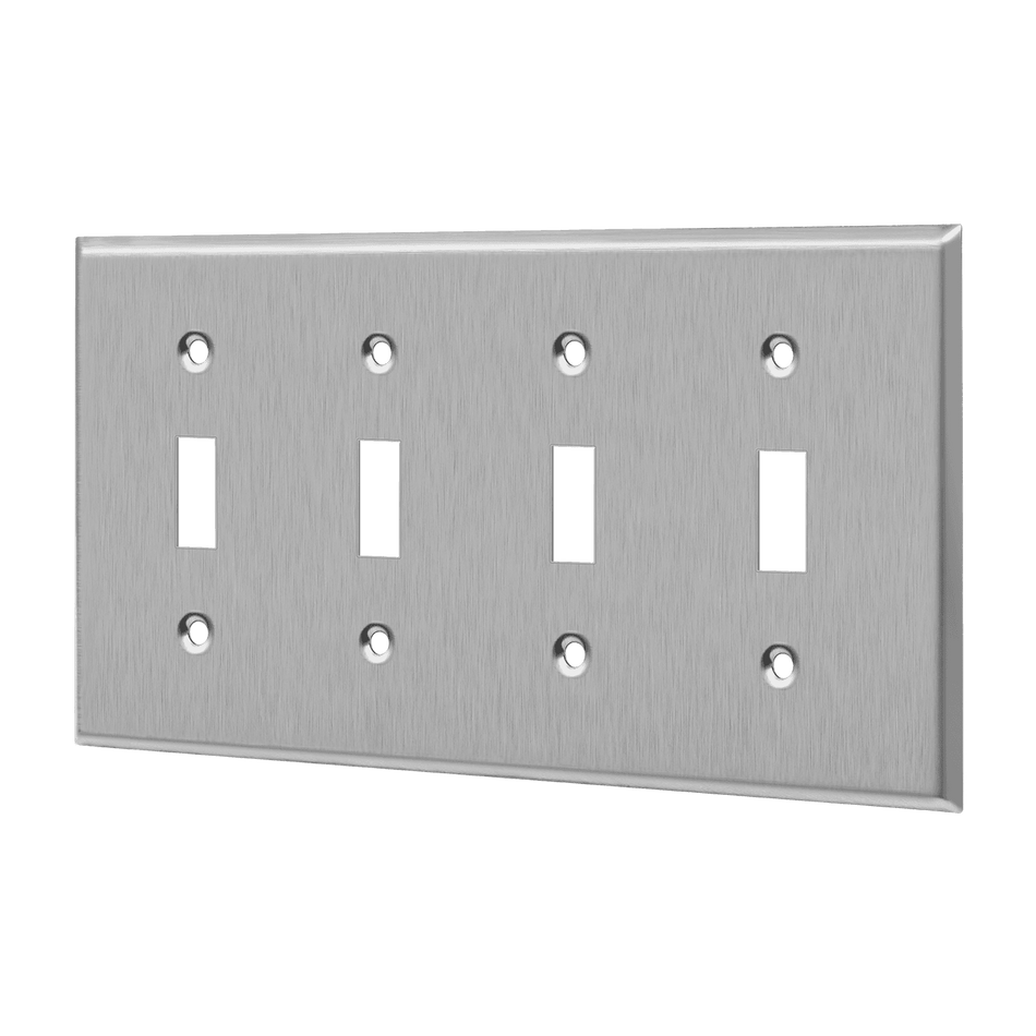 Enerlites 7714 – Stainless Steel Toggle Switch Metal Wall Plate – 4 Gang