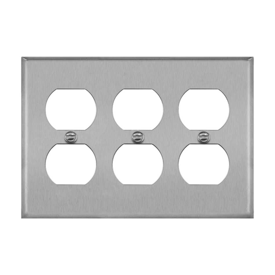 Enerlites 7723 – Stainless Steel Duplex Outlet Wall Plate Cover – 3 Gang
