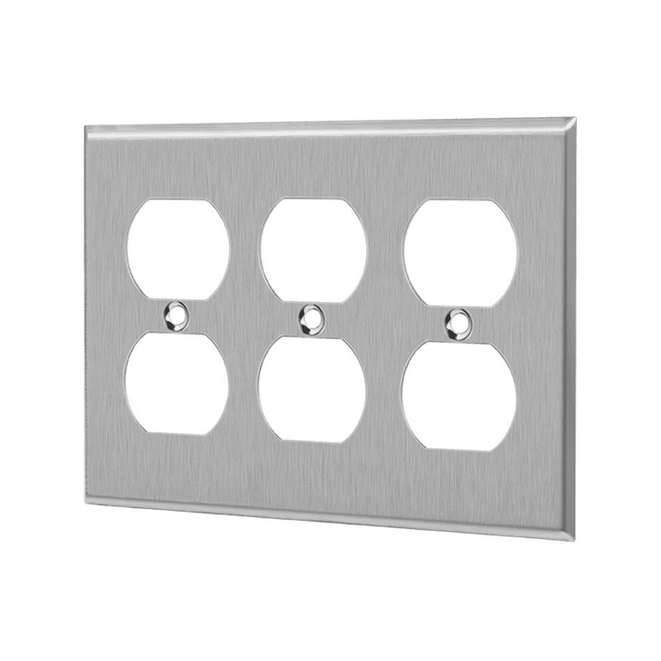 Enerlites 7723 – Stainless Steel Duplex Outlet Wall Plate Cover – 3 Gang
