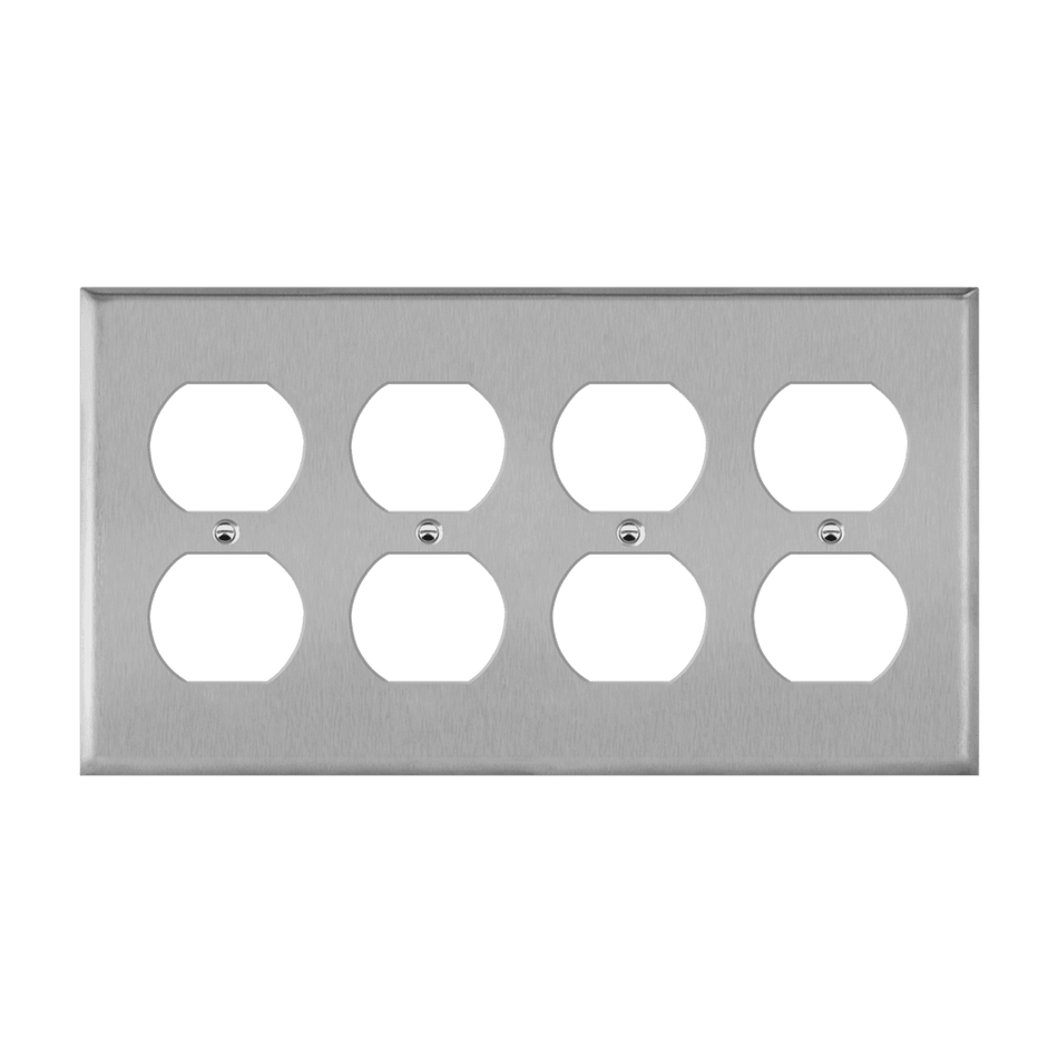 Enerlites 7724 – Stainless Steel Duplex Outlet Wall Plate Cover – 4 Gang