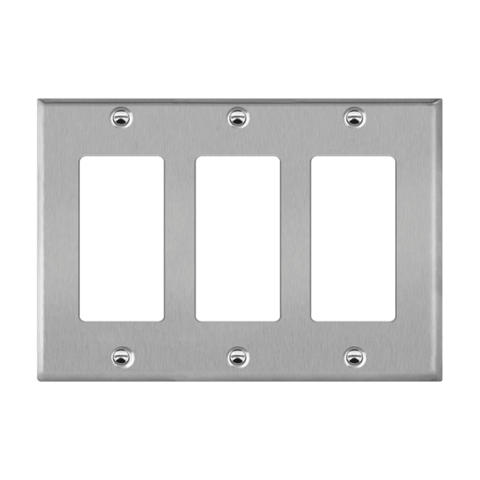 Enerlites 7733 – Stainless Steel Decorator / GFCI Outlet Wall Plate Cover – 3 Gang