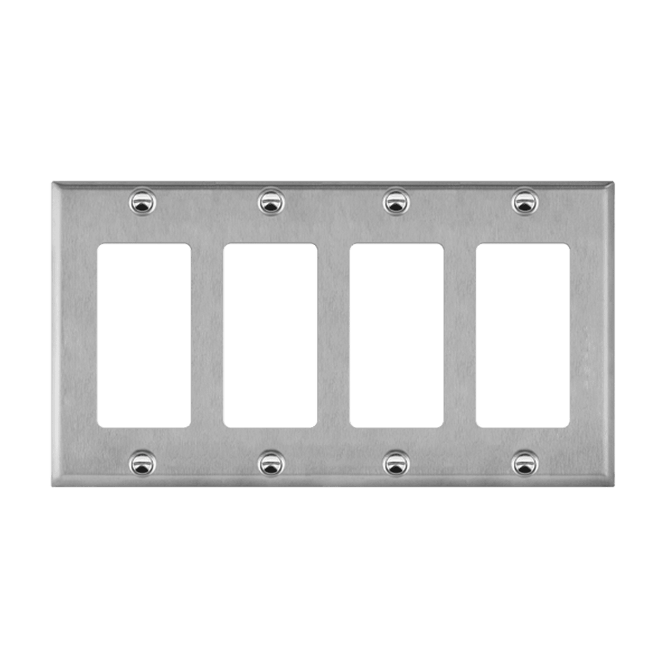 Enerlites 7734 – Stainless Steel Decorator / GFCI Outlet Wall Plate Cover – 4 Gang