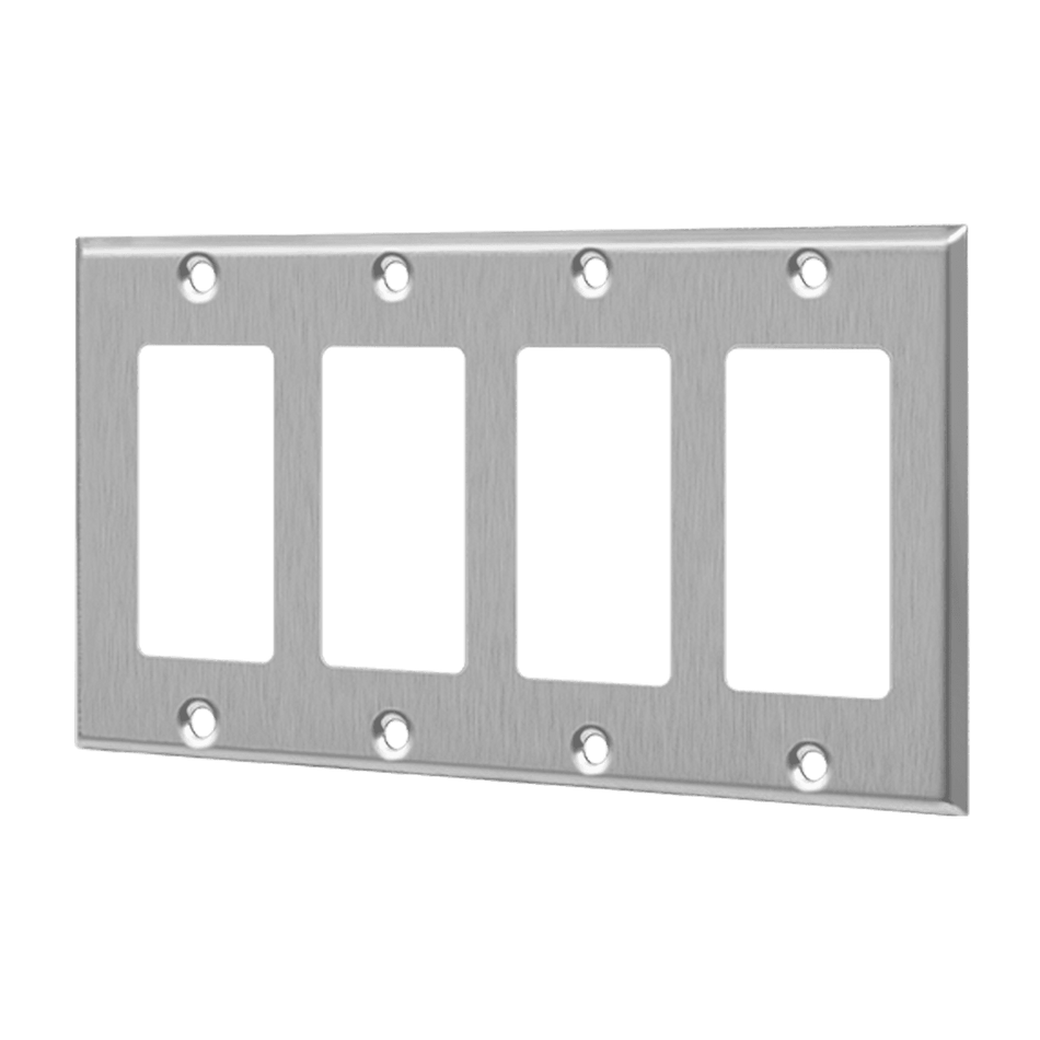 Enerlites 7734 – Stainless Steel Decorator / GFCI Outlet Wall Plate Cover – 4 Gang