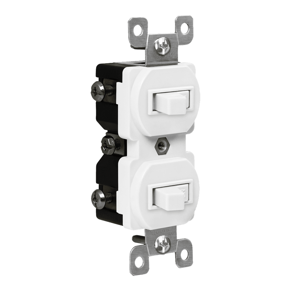 Enerlites 82150-W - Combination 15A Toggle Switches, Single Pole - White