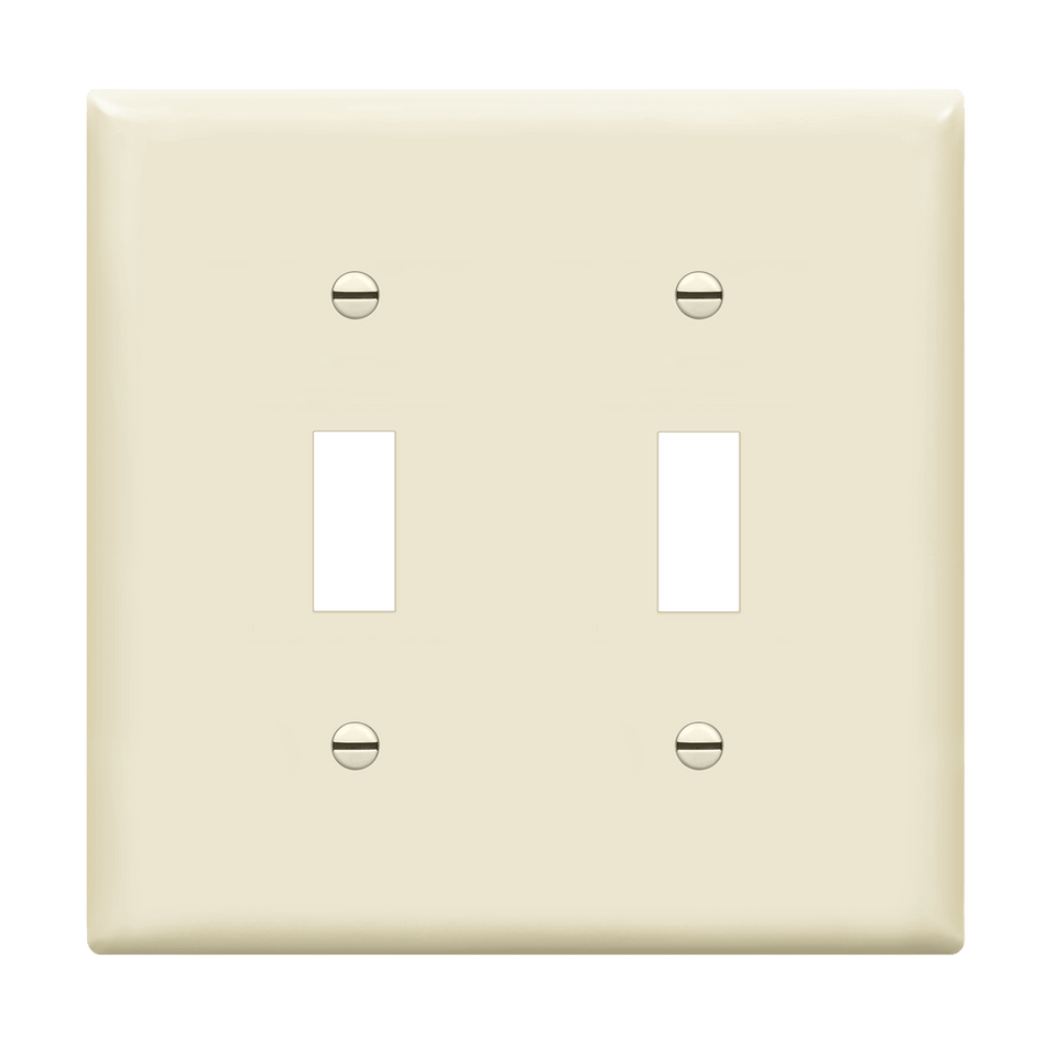 Enerlites 8812-LA - Toggle Switch Two-Gang Wall Plate - Light Almond