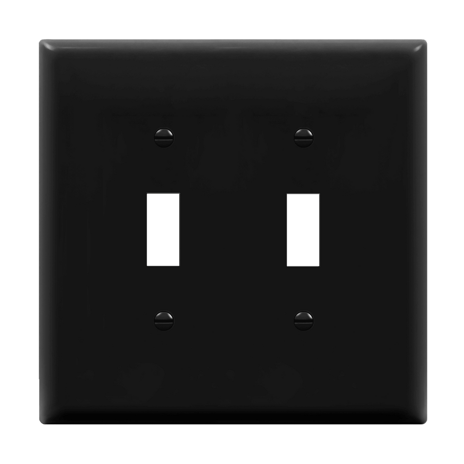 Enerlites 8812M-BK - Toggle Switch Two-Gang Wall Plate, Mid-Size - Black
