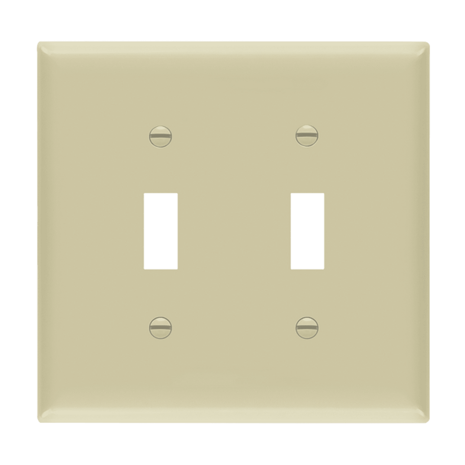 Enerlites 8812M-I - Toggle Switch Two-Gang Wall Plate, Mid-Size - Ivory
