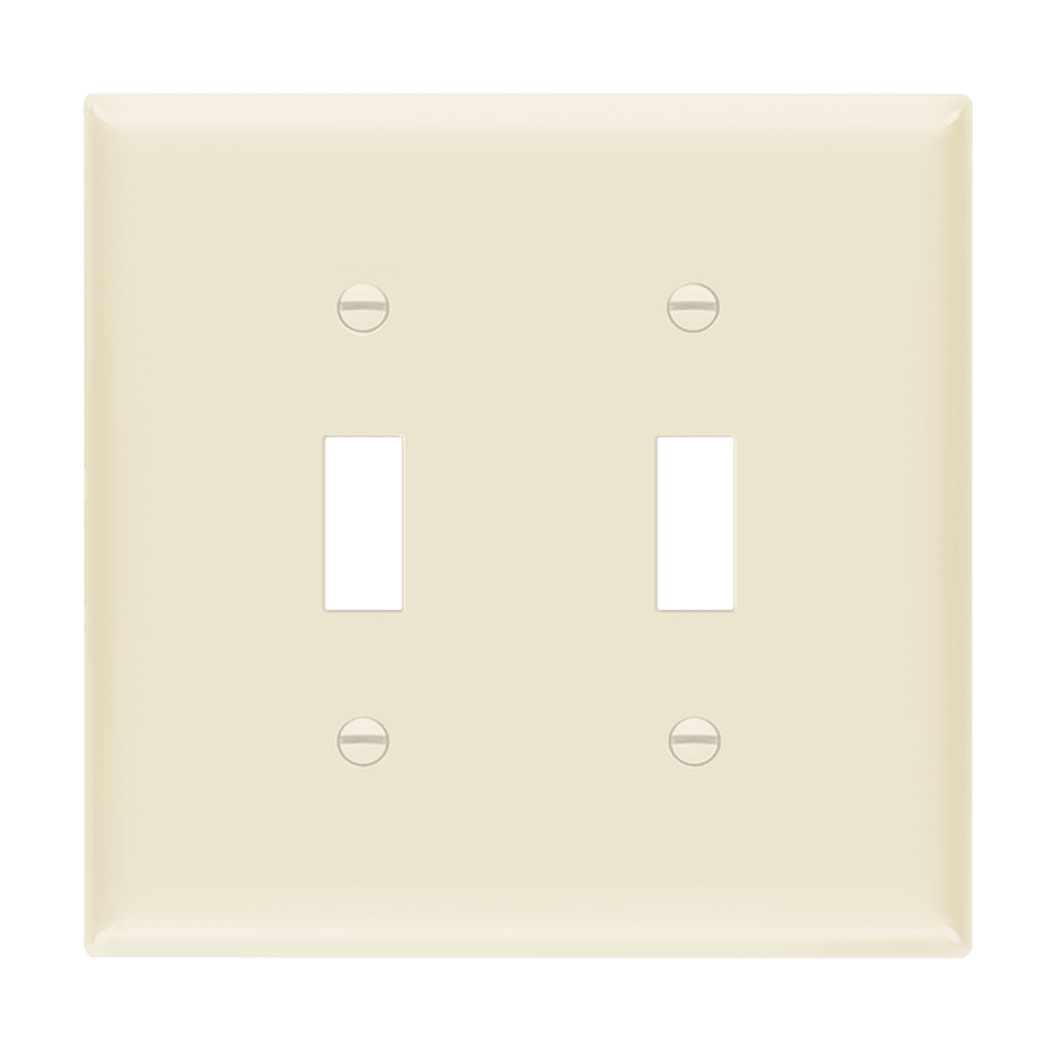 Enerlites 8812M-LA - Toggle Switch Two-Gang Wall Plate, Mid-Size - Light Almond