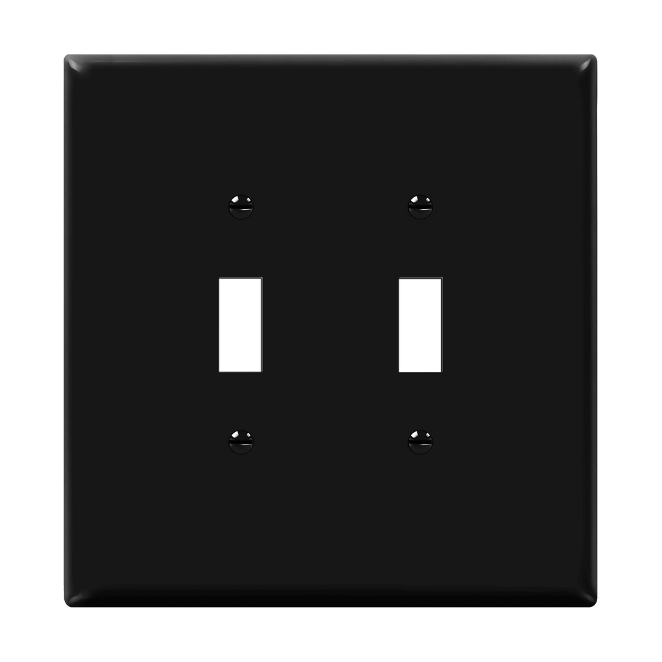 Enerlites 8812O-BK - Toggle Switch Two-Gang Wall Plate, Over-Size - Black