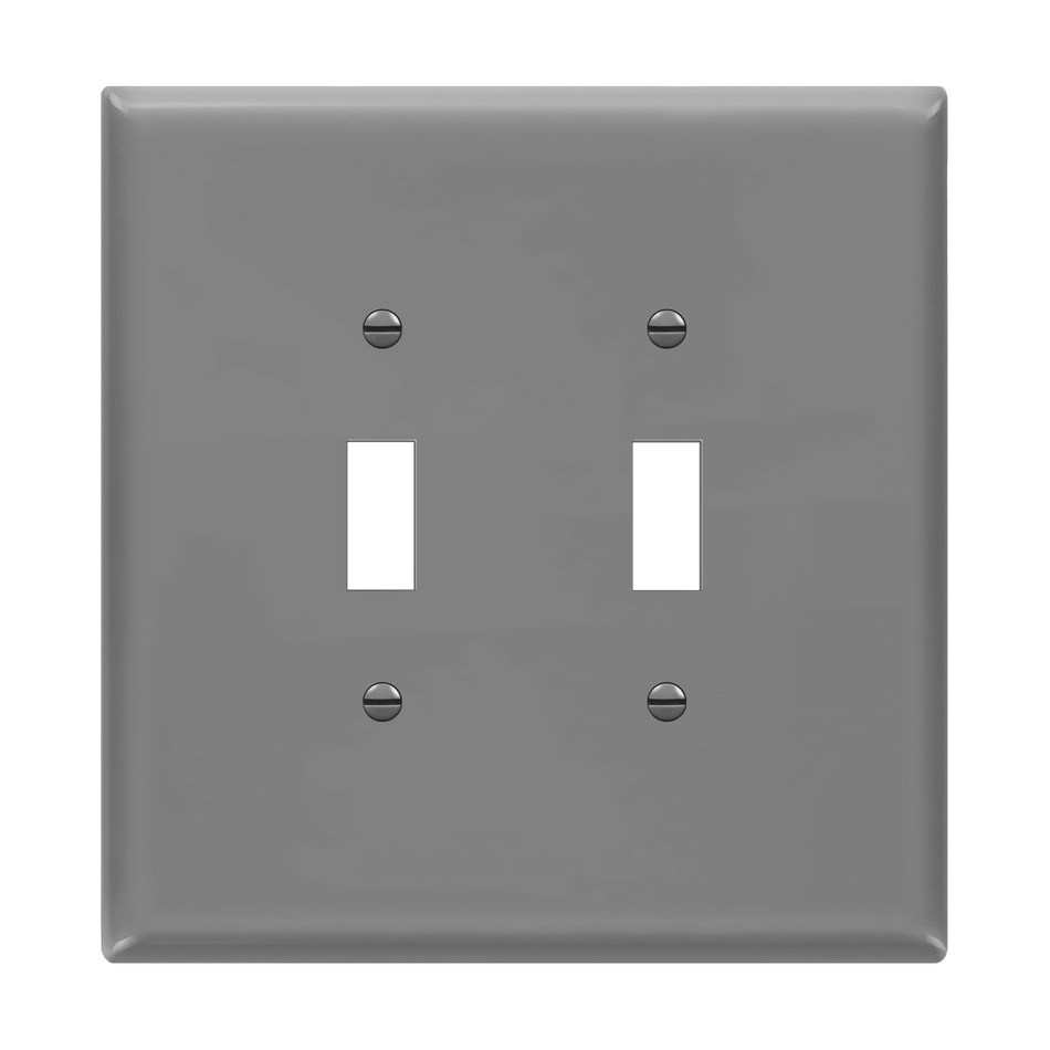 Enerlites 8812O-GY - Toggle Switch Two-Gang Wall Plate, Over-Size - Gray