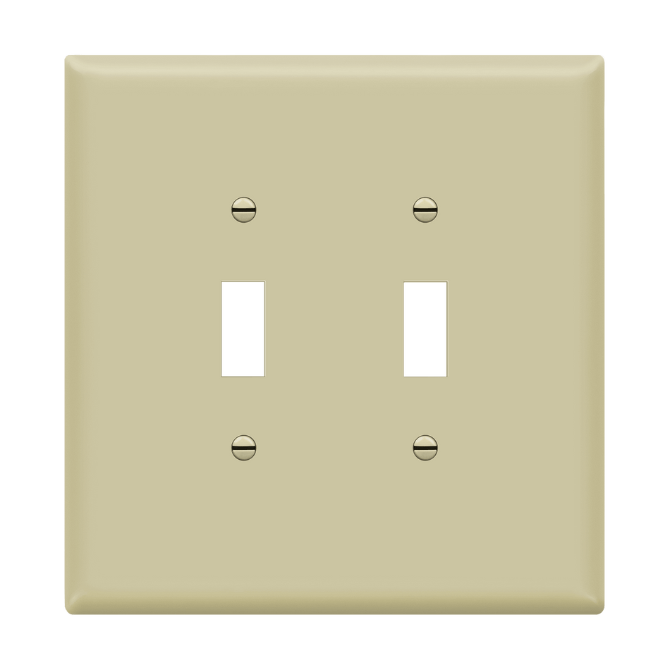 Enerlites 8812O-I - Toggle Switch Two-Gang Wall Plate, Over-Size - Ivory