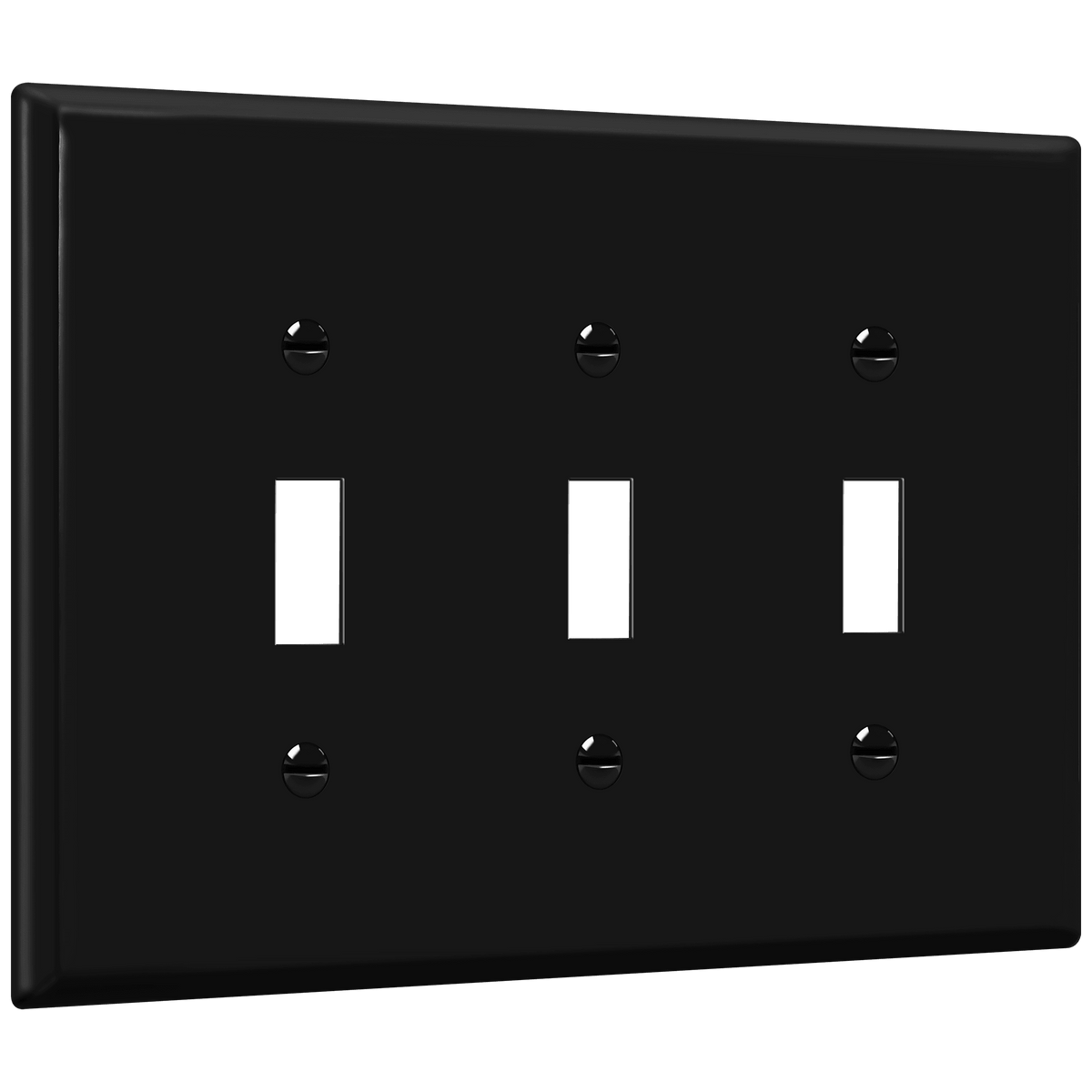 Enerlites 8813M-BK - Toggle Switch Three-Gang Wall Plate, Mid-Size - Black
