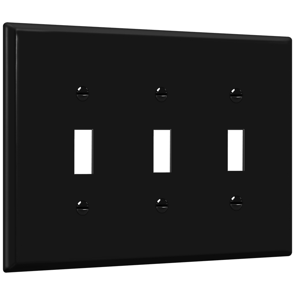 Enerlites 8813M-BK - Toggle Switch Three-Gang Wall Plate, Mid-Size - Black