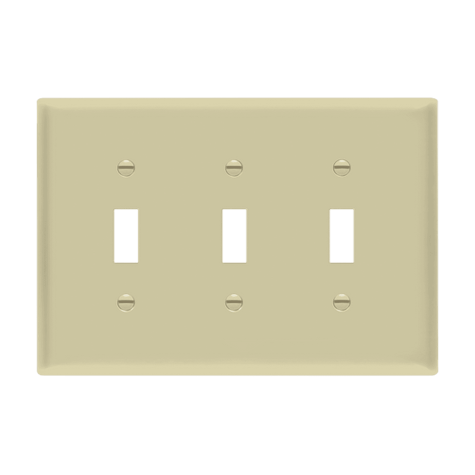Enerlites 8813M-I - Toggle Switch Three-Gang Wall Plate, Mid-Size - Ivory