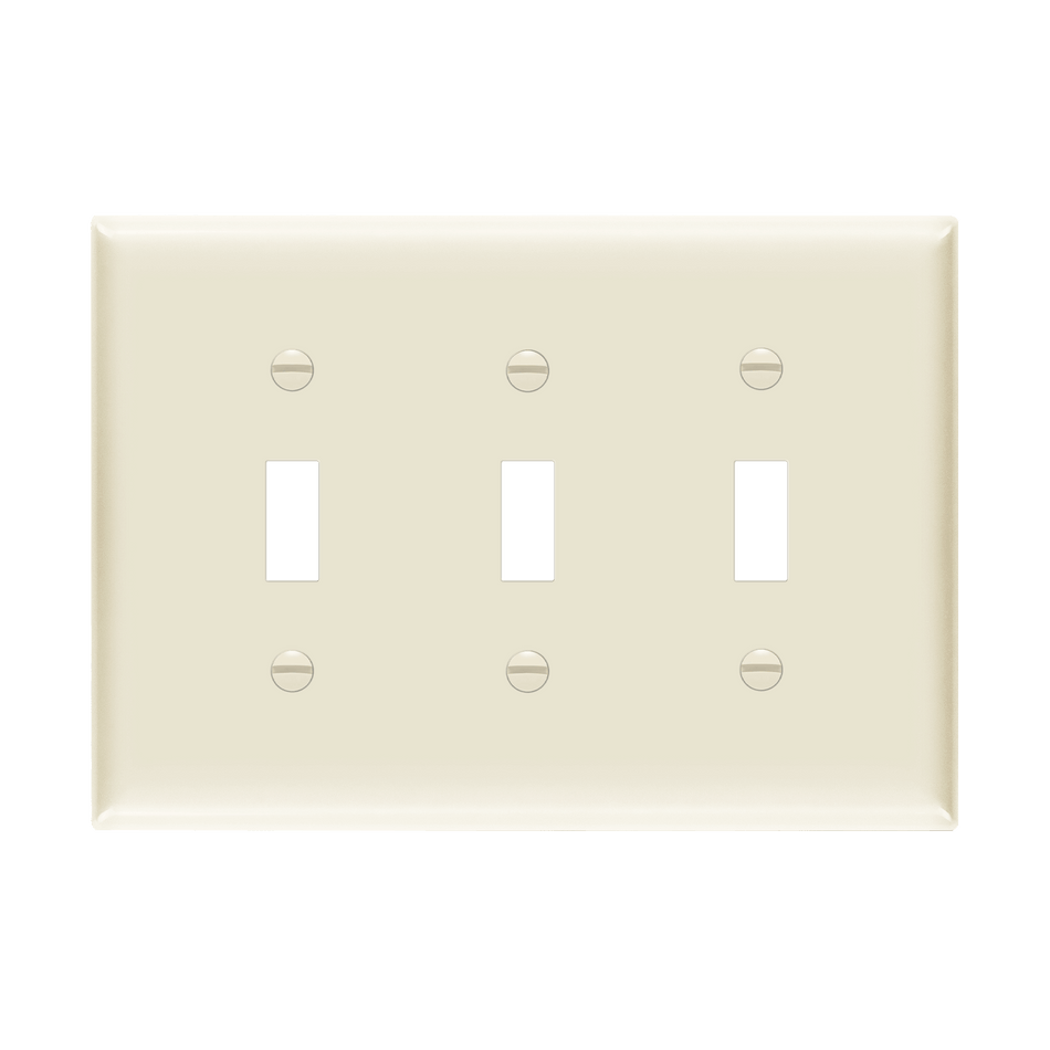 Enerlites 8813M-LA - Toggle Switch Three-Gang Wall Plate, Mid-Size - Light Almond