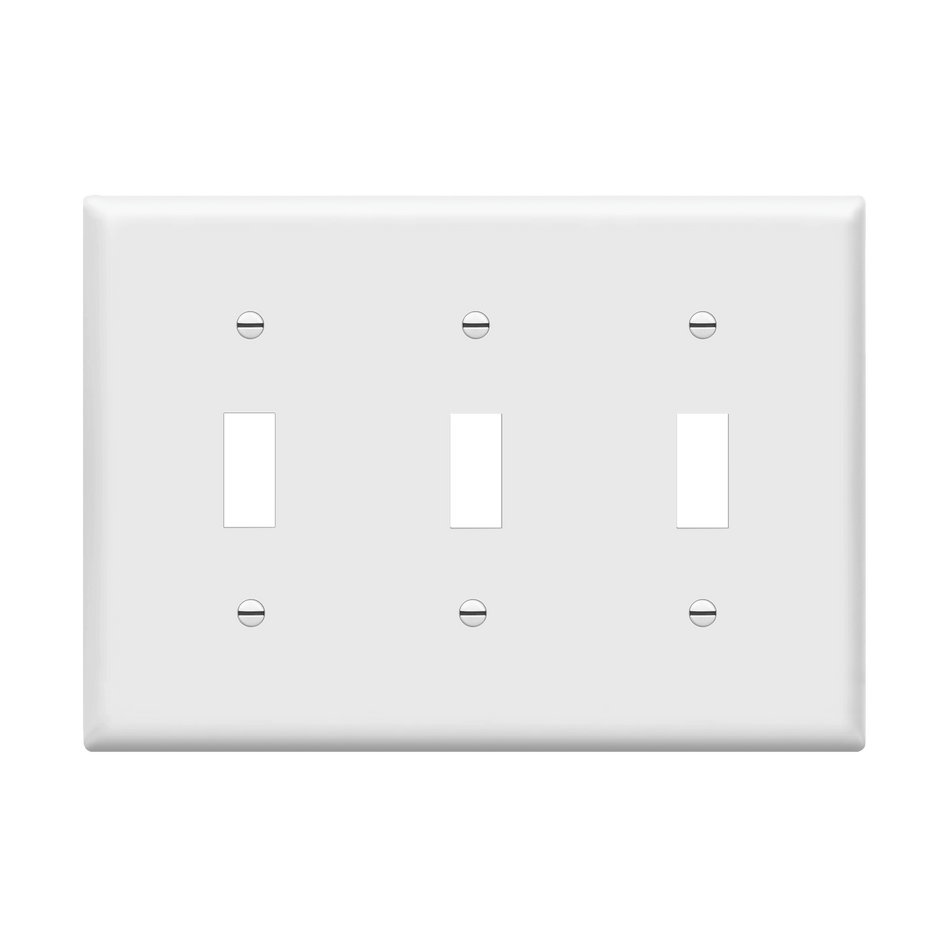 Enerlites 8813M-W - Toggle Switch Three-Gang Wall Plate, Mid-Size - White
