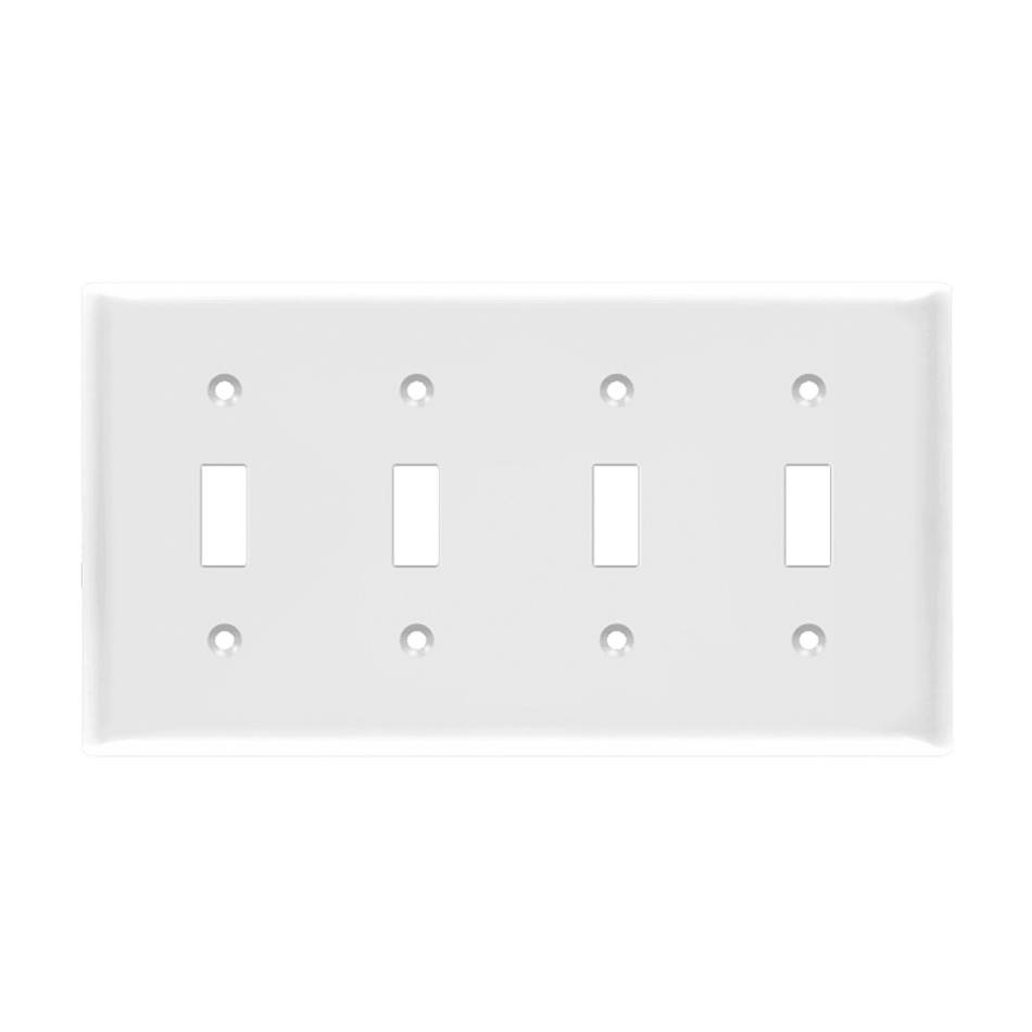 Enerlites 8814-W – Unbreakable Toggle Switch Wall Plate Cover – 4 Gang White