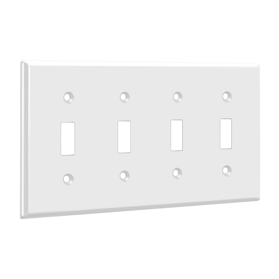 Enerlites 8814-W – Unbreakable Toggle Switch Wall Plate Cover – 4 Gang White