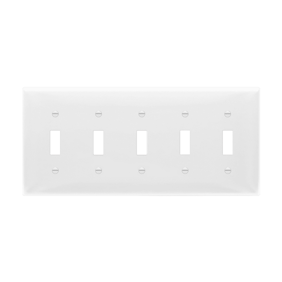 Enerlites 8815-W – Unbreakable Toggle Switch Wall Plate Cover – 5 Gang White