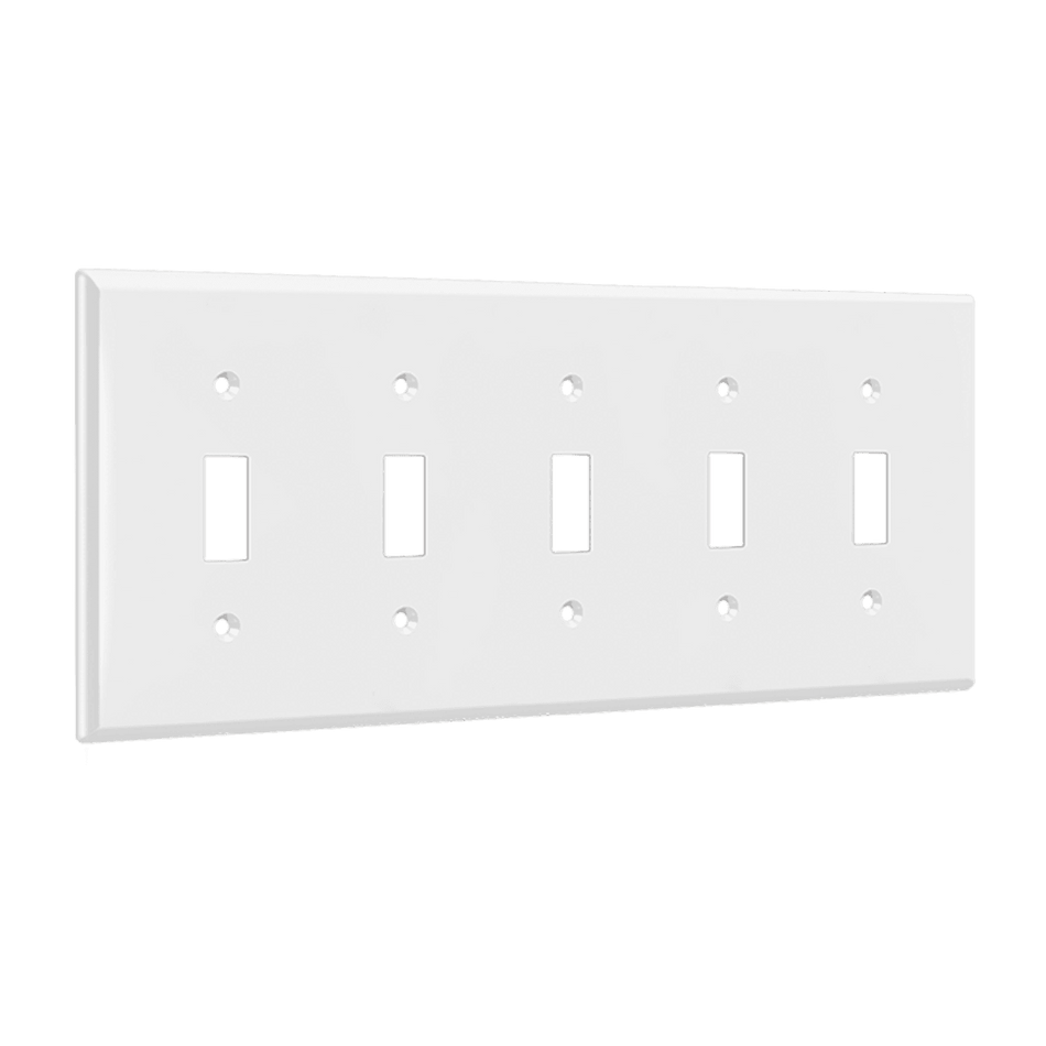 Enerlites 8815-W – Unbreakable Toggle Switch Wall Plate Cover – 5 Gang White