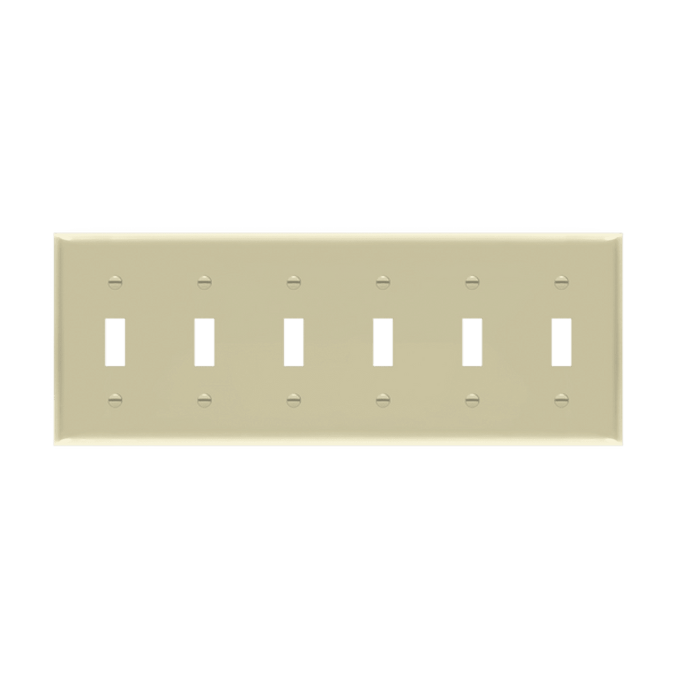 Enerlites 8816-I - Toggle Switch Six-Gang Wall Plate - Ivory