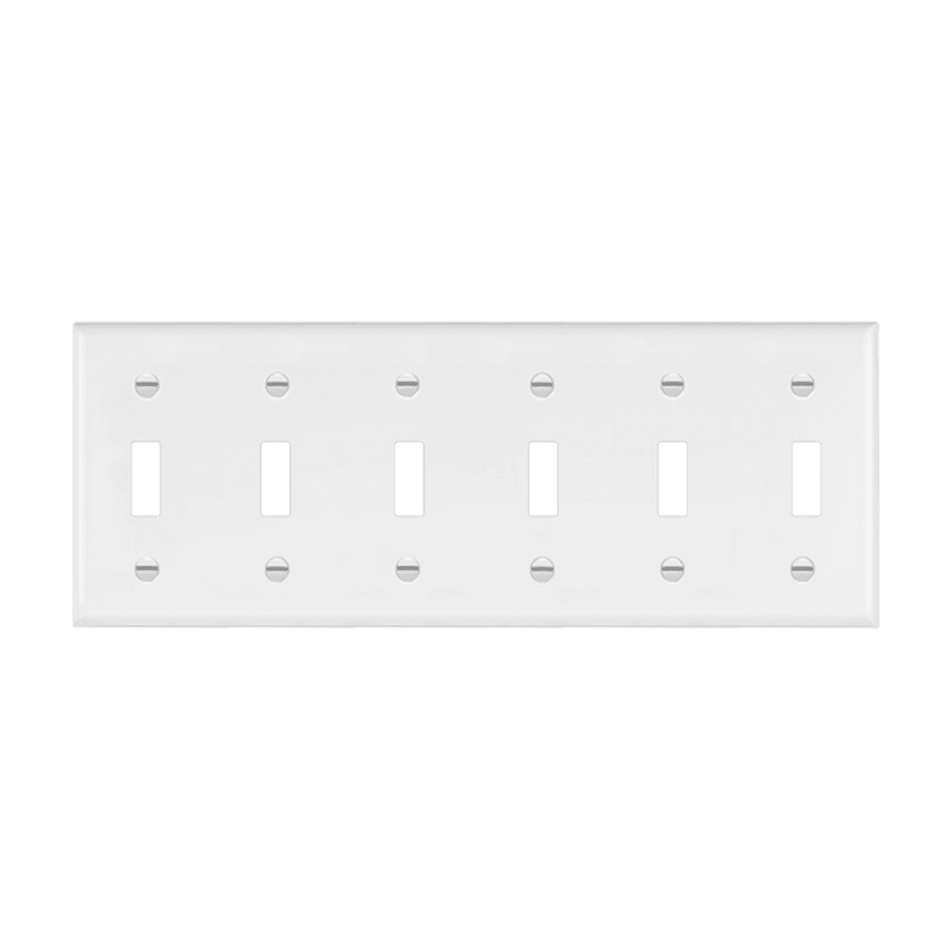 Enerlites 8816-W - Toggle Switch Six-Gang Wall Plate - White