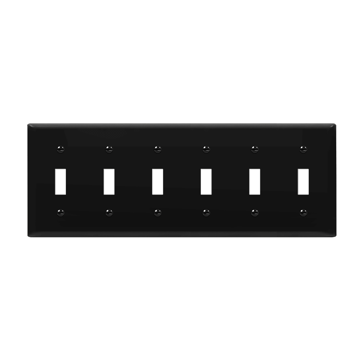 Enerlites 8816M-BK - Toggle Switch Six-Gang Wall Plate, Mid-Size - Black