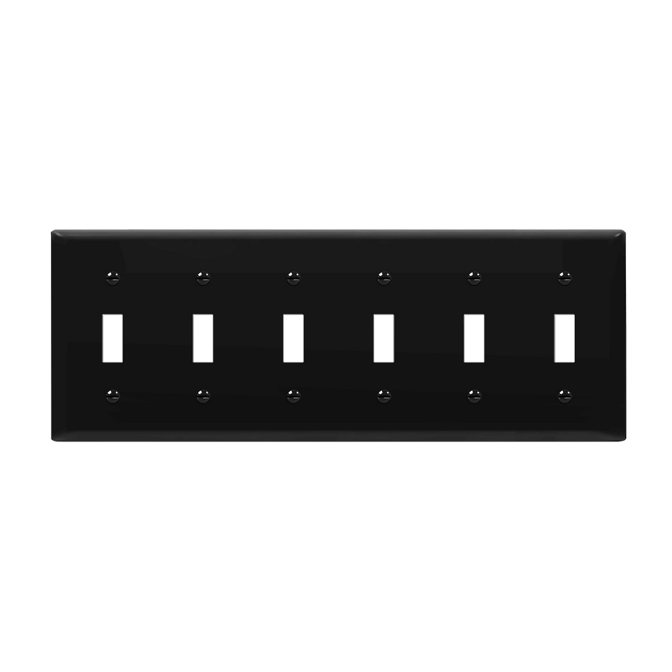 Enerlites 8816M-BK - Toggle Switch Six-Gang Wall Plate, Mid-Size - Black