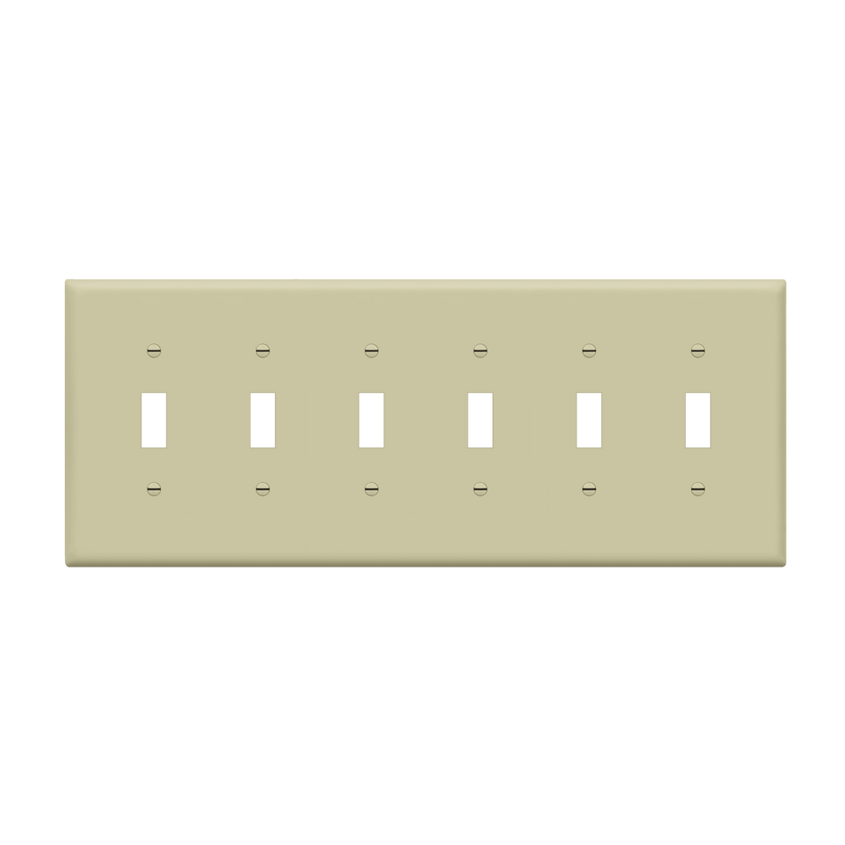 Enerlites 8816M-I - Toggle Switch Six-Gang Wall Plate, Mid-Size - Ivory