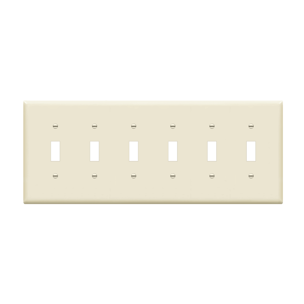 Enerlites 8816M-LA - Toggle Switch Six-Gang Wall Plate, Mid-Size - Light Almond