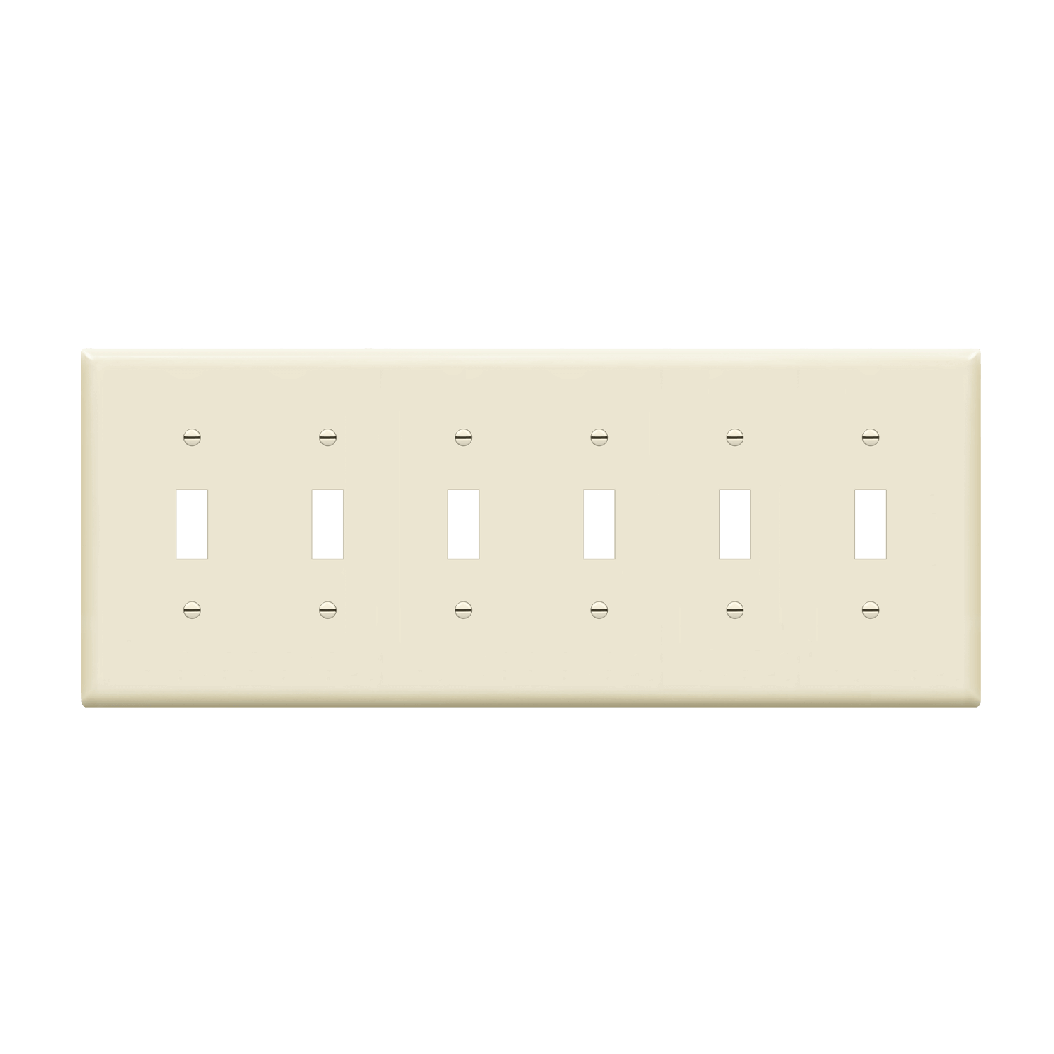 Enerlites 8816M-LA - Toggle Switch Six-Gang Wall Plate, Mid-Size - Light Almond