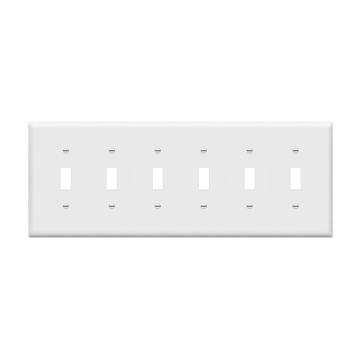 Enerlites 8816M-W - Toggle Switch Six-Gang Wall Plate, Mid-Size - White
