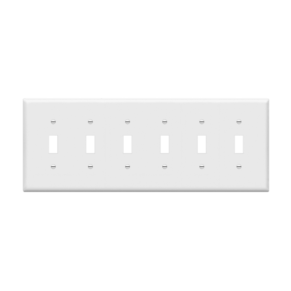 Enerlites 8816M-W - Toggle Switch Six-Gang Wall Plate, Mid-Size - White