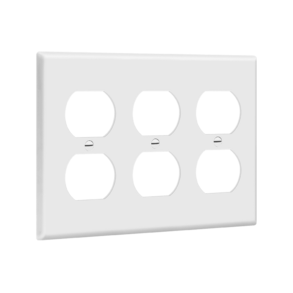 Enerlites 8823-W – Unbreakable Duplex Outlet Wall Plate Cover – 3 Gang White